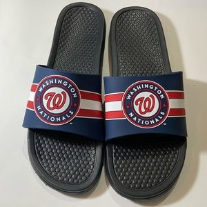 Washington Nationals MLB men official logo stripe sport slide sandals size 13-14